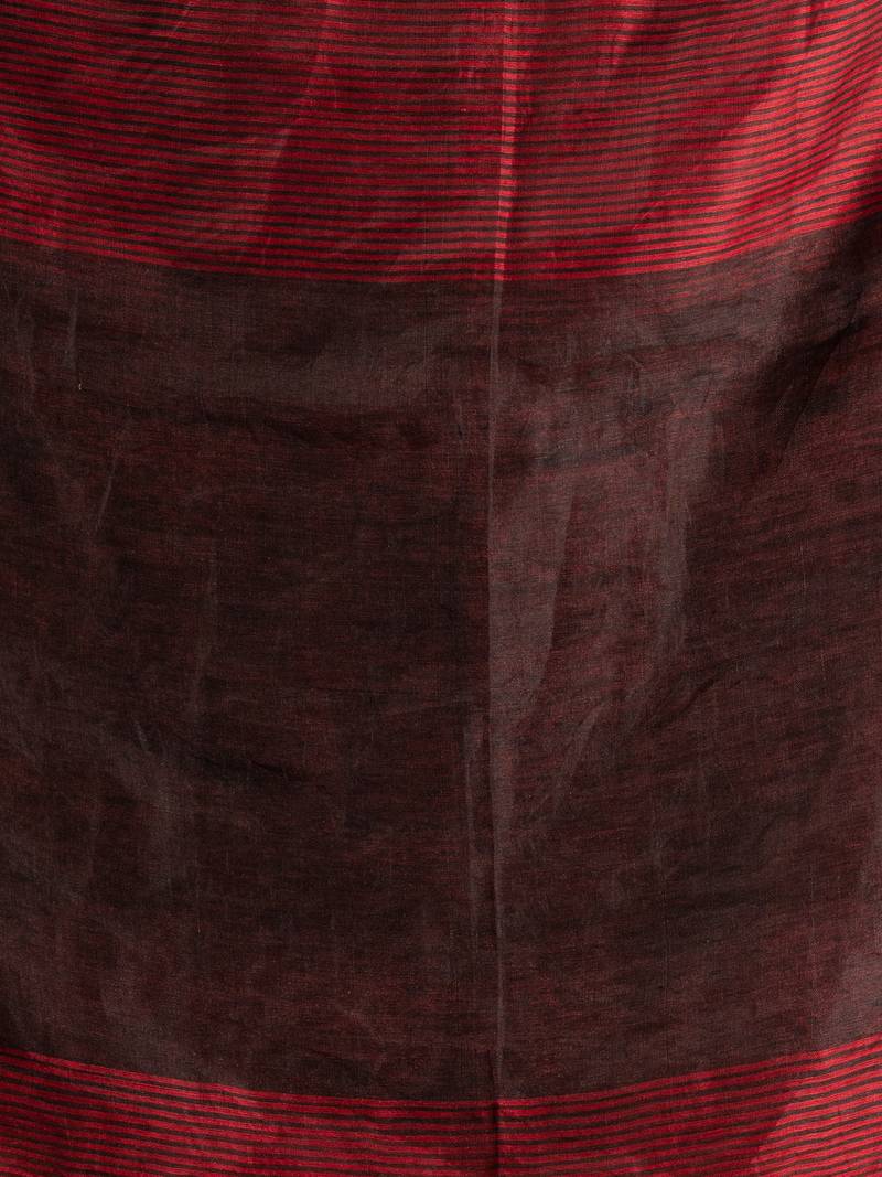 Black & Red Tissue Linen Multi Colour Pallu Handwoven Saree