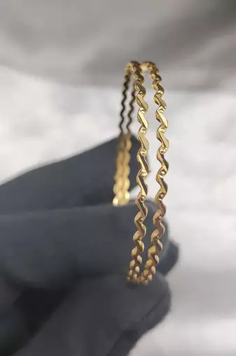 Zig Zag Gold Plated Bangle
