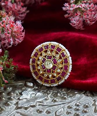 Pink kundan ring 1
