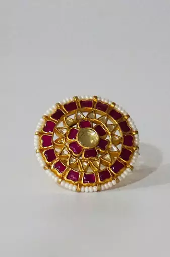 Pink kundan ring