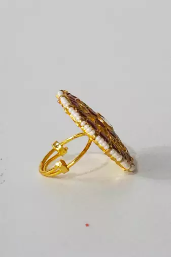 Pink kundan ring