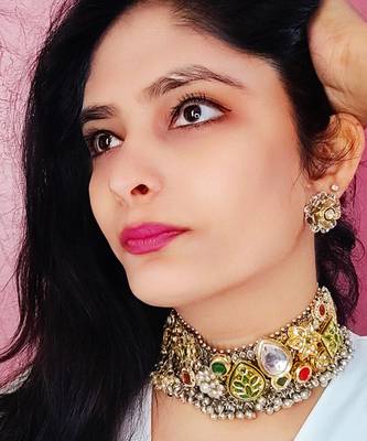 Oxidixed kundan necklace set 1
