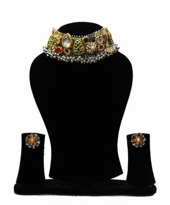 Oxidixed kundan necklace set 2