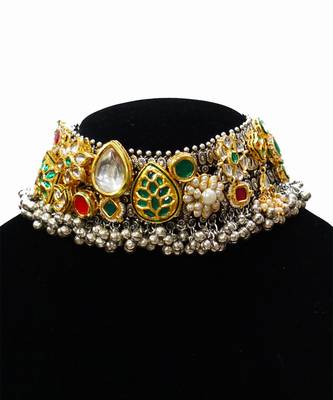Oxidixed kundan necklace set 3