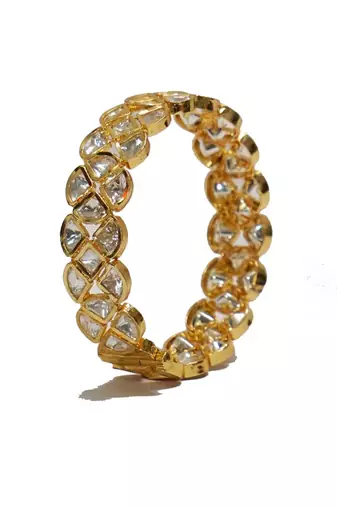 White kundan kada set