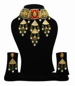 Red green kundan necklace set