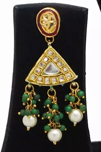 Red green kundan necklace set