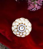 Round white kundan ring