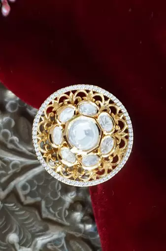 Kundan white ring