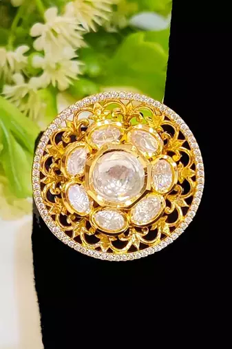 Kundan white ring