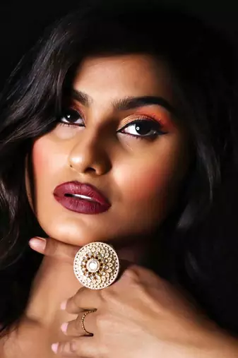 Peach kundan ring