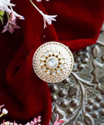 Peach kundan ring 3