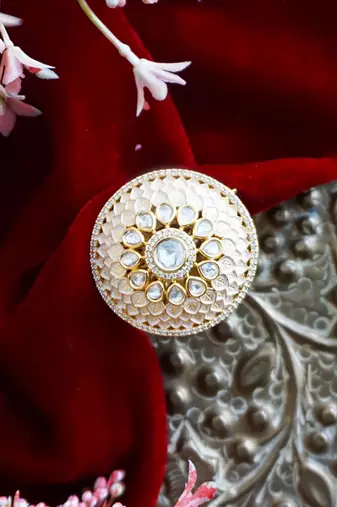 Peach kundan ring