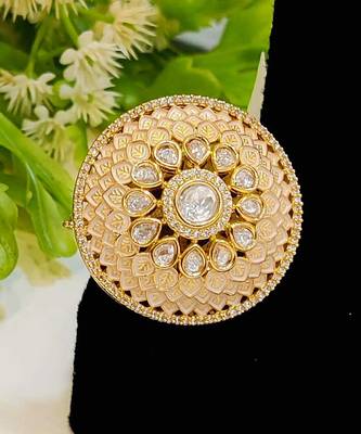 Peach kundan ring 4