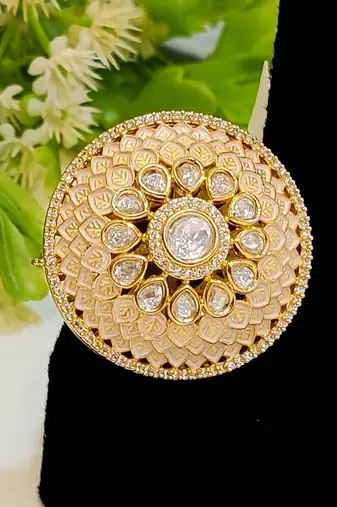Peach kundan ring