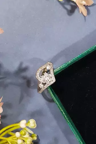 White curve silver ring