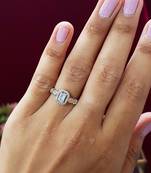 White cushion silver ring