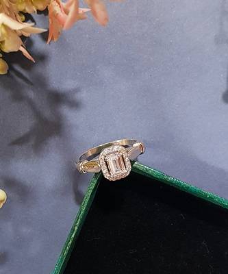 White cushion silver ring 2