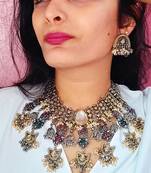 Tribal chand white necklace set