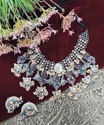 Tribal chand white necklace set 2