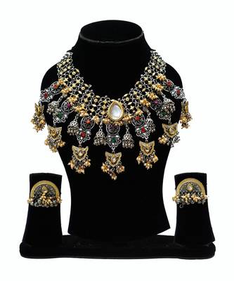 Tribal chand white necklace set 4