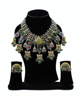 Tribal chand green necklace set 1