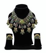 Tribal chand green necklace set