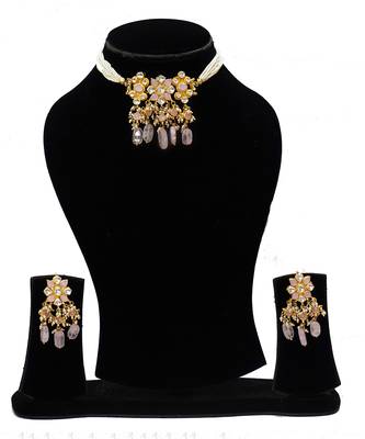 Pink kundan necklace set 1