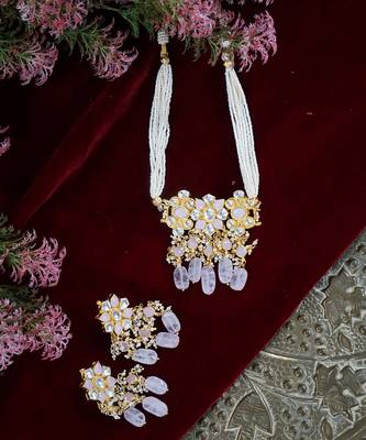 Pink kundan necklace set 2