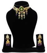 Green floral necklace set