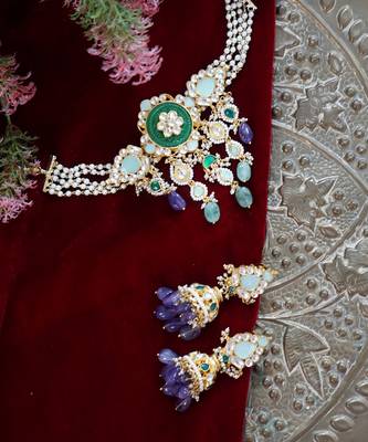 Green floral necklace set 2