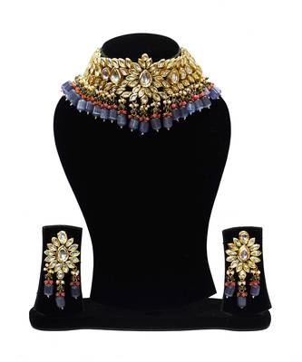 Kundan pear bridal necklace set 1