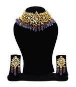 Kundan pear bridal necklace set