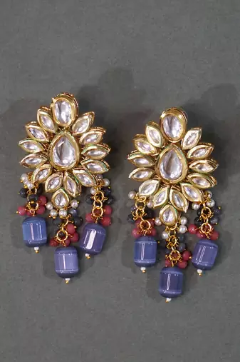 Kundan pear bridal necklace set