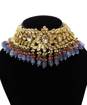 Kundan pear bridal necklace set 3