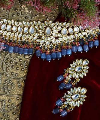 Kundan pear bridal necklace set 4