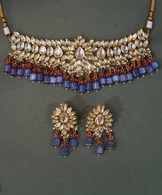 Kundan pear bridal necklace set 5