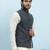 Men Black Color Solid Khadi Nehru Jacket
