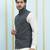 Men Black Color Solid Khadi Nehru Jacket