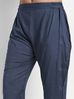 Blue Rayon Embroidered With plain Designer Nyra Sets 3
