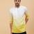 Men White And Yellow Ombre Dyed Pure Cotton short Kurta