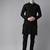 Men Black Floral Embroidered Sequined Rayon Kurta