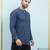 Men Blue  Printed Cotton Short Kurta