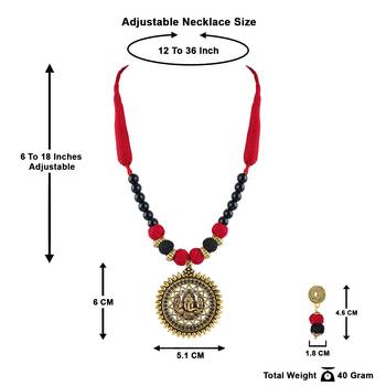 Gold plated oxidized german ganesha beaded necklaces set with cotton adjustable thread for women and girls. 6