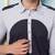 Men Navy Blue and Silver Solid Kurta With Pajama