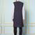 Men Navy Blue and Silver Solid Kurta With Pajama