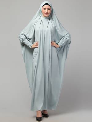 Nazneen Smoking Sleeve Tie at Back Ready To Wear Instant Full Size knits JiIbab/Naqab Hijab for namaaz hajj and umrah 1