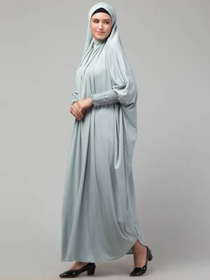 Nazneen Smoking Sleeve Tie at Back Ready To Wear Instant Full Size knits JiIbab/Naqab Hijab for namaaz hajj and umrah 2