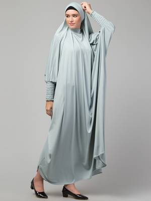 Nazneen Smoking Sleeve Tie at Back Ready To Wear Instant Full Size knits JiIbab/Naqab Hijab for namaaz hajj and umrah 3