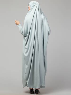 Nazneen Smoking Sleeve Tie at Back Ready To Wear Instant Full Size knits JiIbab/Naqab Hijab for namaaz hajj and umrah 4